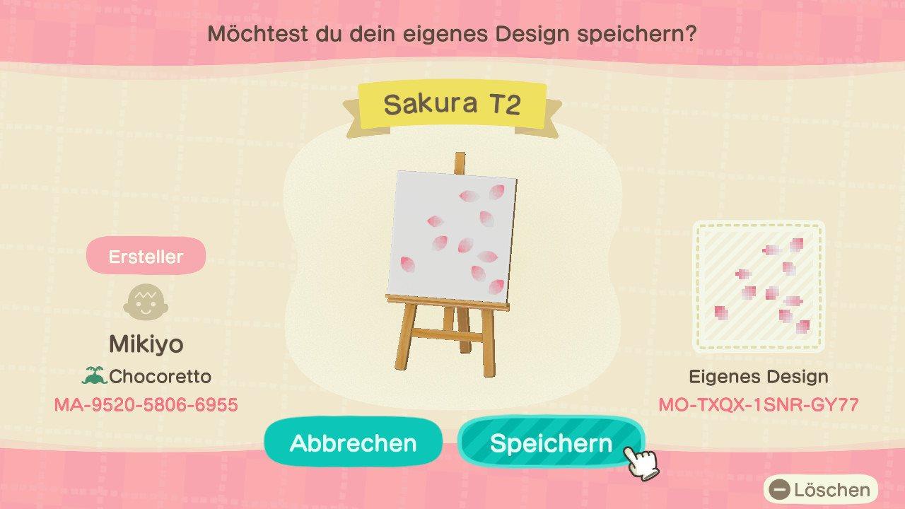 Animal Crossing Design Code: MO-TXQX-1SNR-GY77 Sakura T2