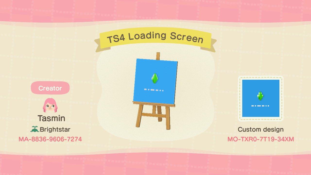 Animal Crossing Design Code: MO-TXR0-7T19-34XM TS4 Loading Screen