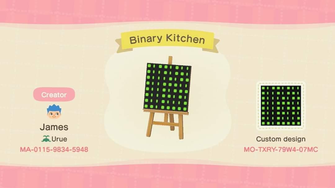 Animal Crossing Design Code: MO-TXRY-79W4-07MC Binary Kitchen