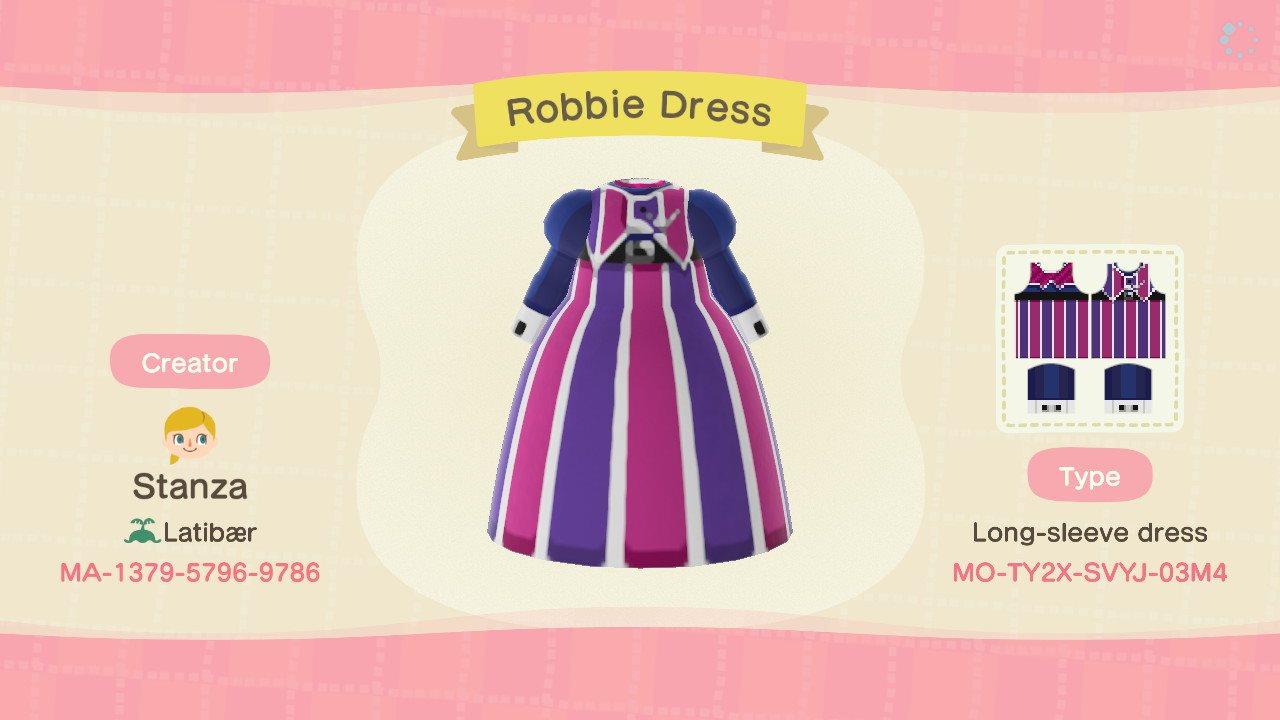 Animal Crossing Design Code: MO-TY2X-SVYJ-03M4 Robbie Dress