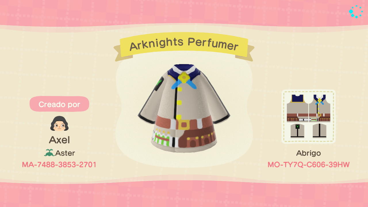 Animal Crossing Design Code: MO-TY7Q-C606-39HW Arknights Perfumer