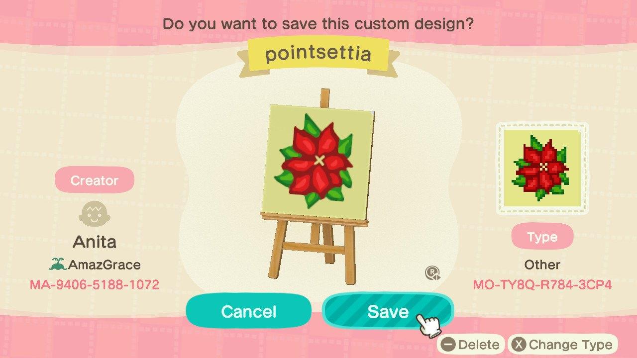 Animal Crossing Design Code: MO-TY8Q-R784-3CP4 Pointsettia