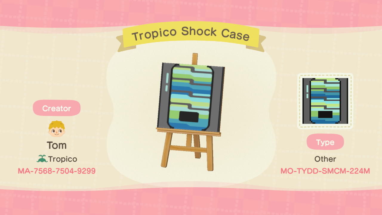 Animal Crossing Design Code: MO-TYDD-SMCM-224M Tropico Shock Case