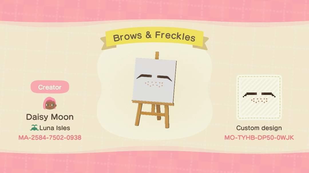 Animal Crossing Design Code: MO-TYHB-DP50-0WJK Brows & Frecks Fair