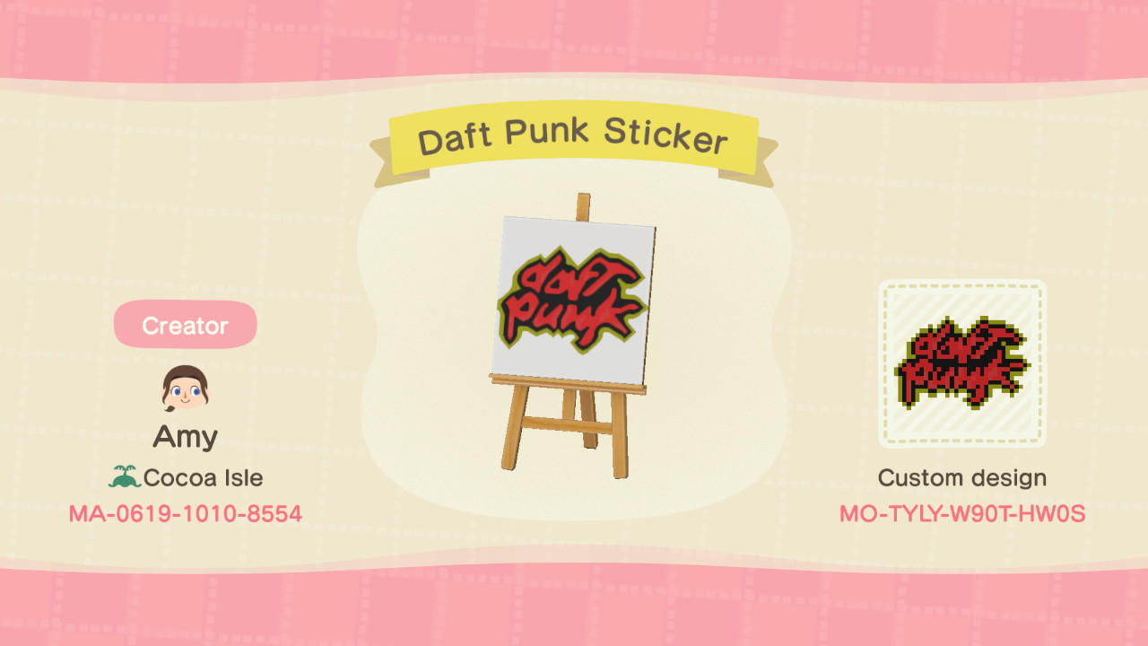 Animal Crossing Design Code: MO-TYLY-W90T-HW0S Daft Punk Sticker