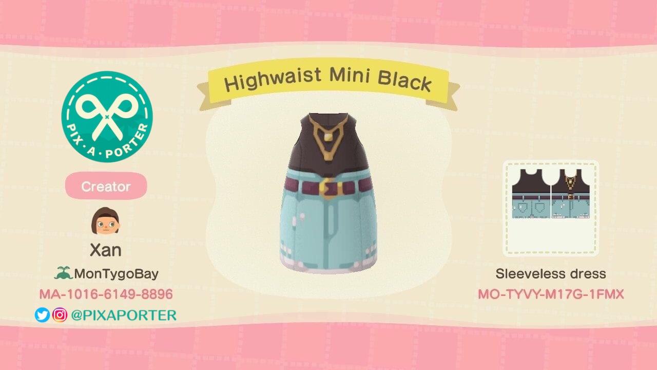 Animal Crossing Design Code: MO-TYVY-M17G-1FMX Highwaist Mini Black