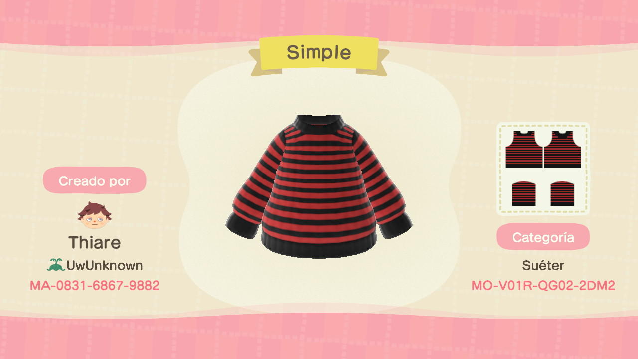 Animal Crossing Design Code: MO-V01R-QG02-2DM2 Simple