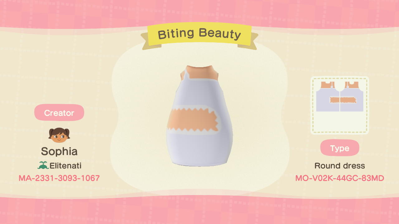 Animal Crossing Design Code: MO-V02K-44GC-83MD Biting Beauty (2)