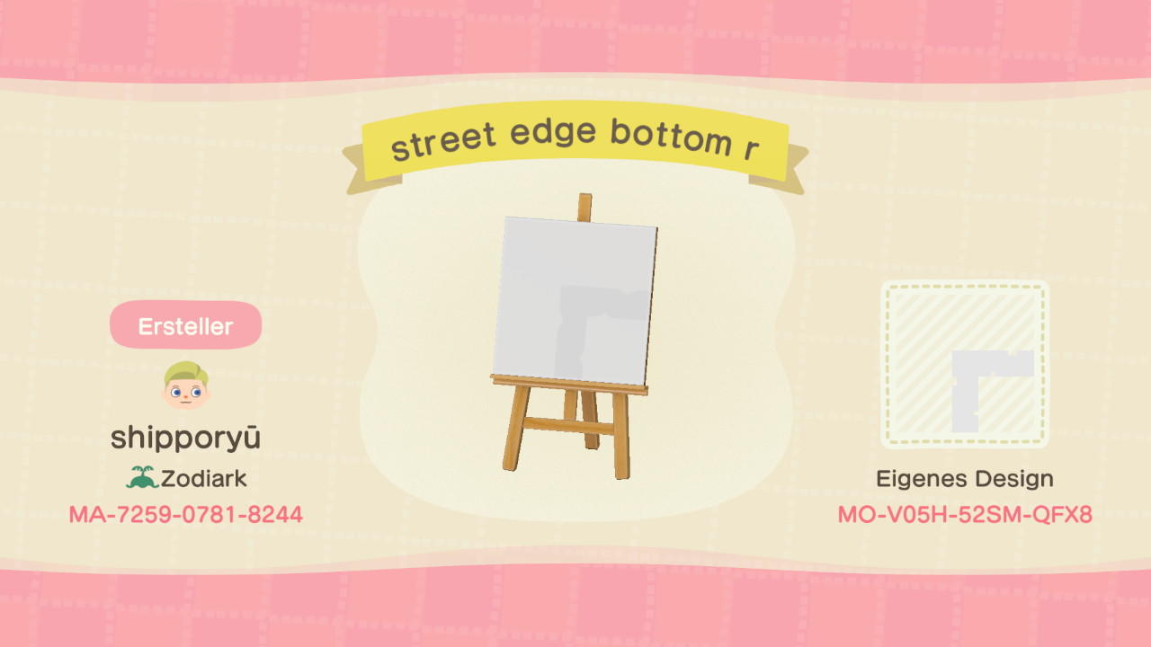 Animal Crossing Design Code: MO-V05H-52SM-QFX8 street edge bottom r