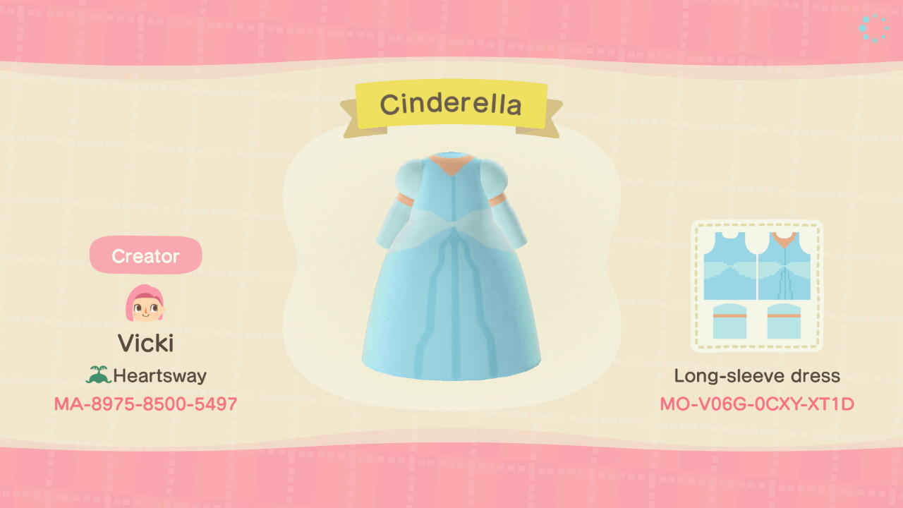 Animal Crossing Design Code: MO-V06G-0CXY-XT1D Disney Cinderella