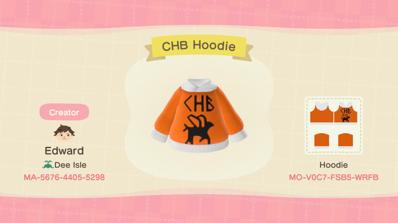 Animal Crossing Design Code: MO-V0C7-FSB5-WRFB CHB Hoodie