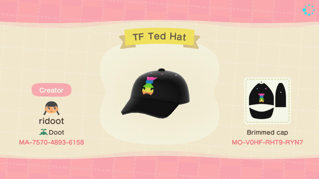 Animal Crossing Design Code: MO-V0HF-RHT9-RYN7 TF Ted Had