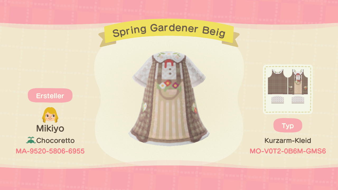 Animal Crossing Design Code: MO-V0T2-0B6M-GMS6 Spring Gardener Beig