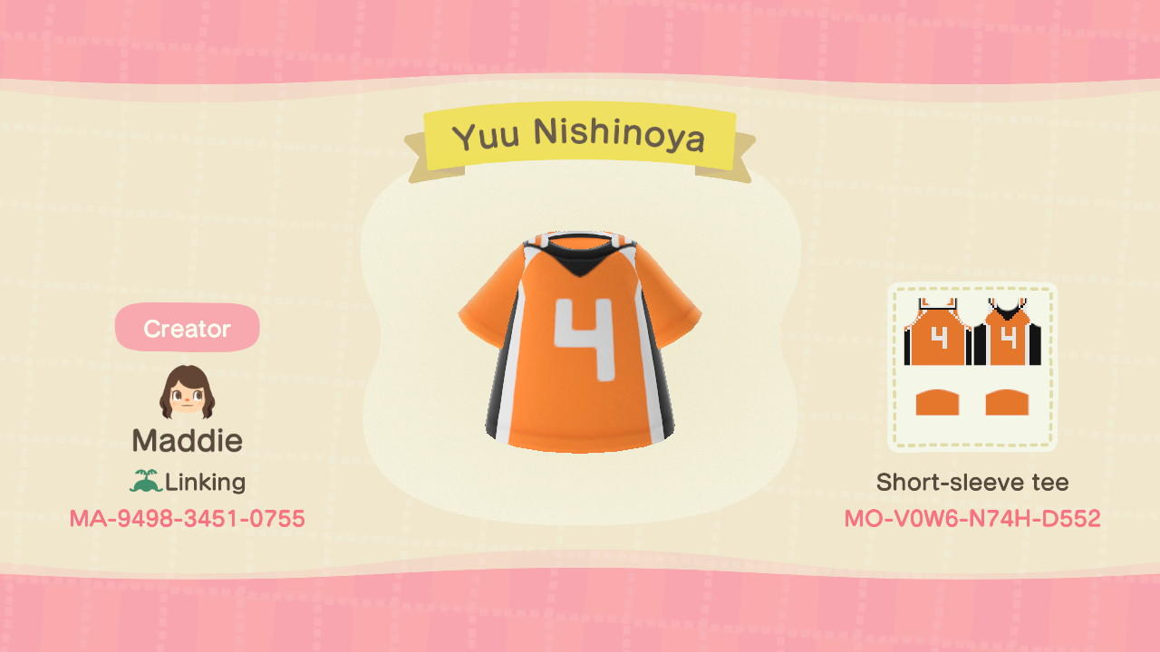 Animal Crossing Design Code: MO-V0W6-N74H-D552 Yuu Nishinoya