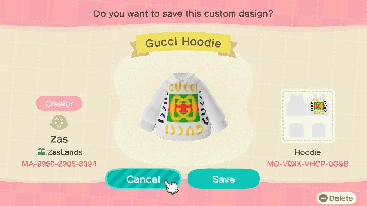 Animal Crossing Design Code: MO-V0XX-VHCP-0G9B Gucci