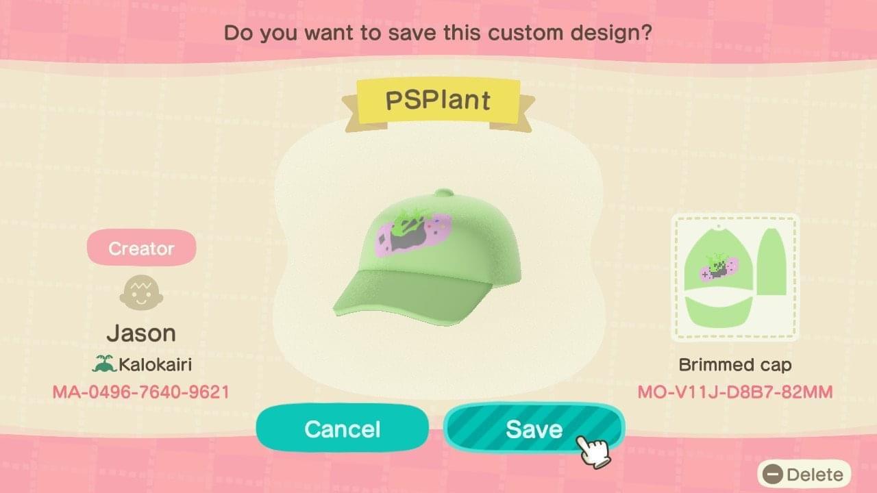 Animal Crossing Design Code: MO-V11J-D8B7-82MM PSPlant