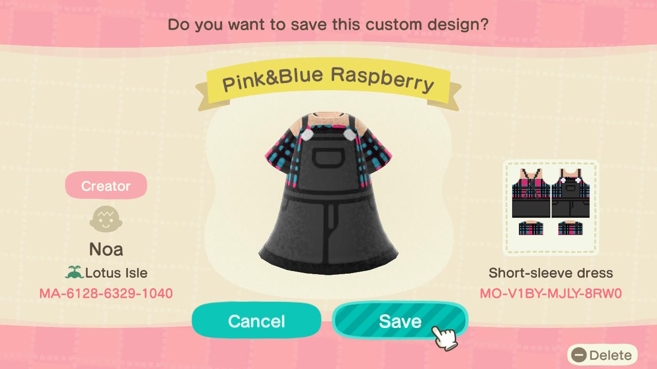Animal Crossing Design Code: MO-V1BY-MJLY-8RW0 Pink&Blue Raspberry