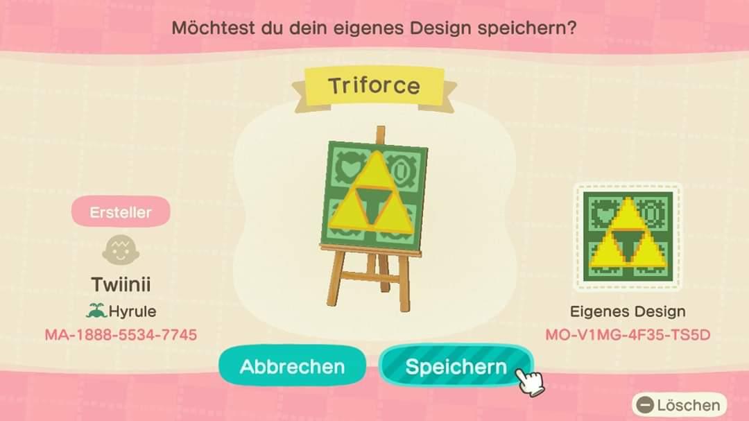 Animal Crossing Design Code: MO-V1MG-4F35-TS5D Triforce