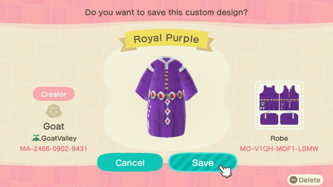 Animal Crossing Design Code: MO-V1QH-MDF1-LSMW Medieval Dress