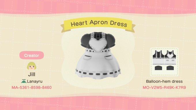 Animal Crossing Design Code: MO-V2W5-R49K-K7R9 Heart Apron Dress