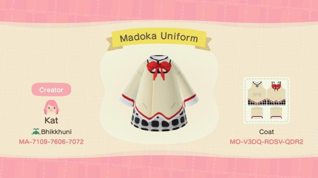 Animal Crossing Design Code: MO-V3DQ-RDSV-QDR2 Madoka Uniform