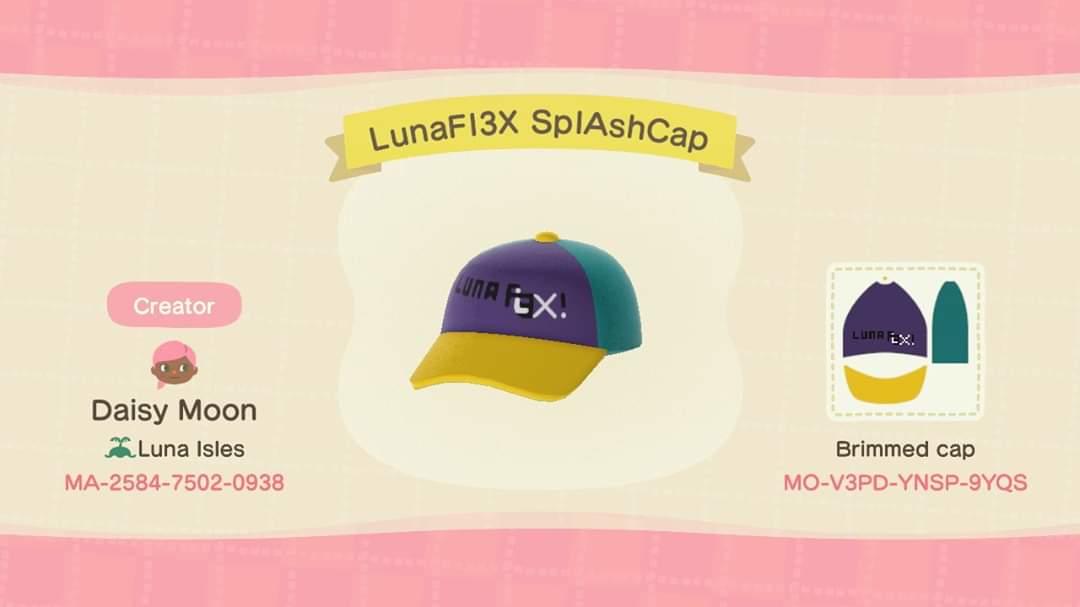 Animal Crossing Design Code: MO-V3PD-YNSP-9YQS LunaFlex SplashCap