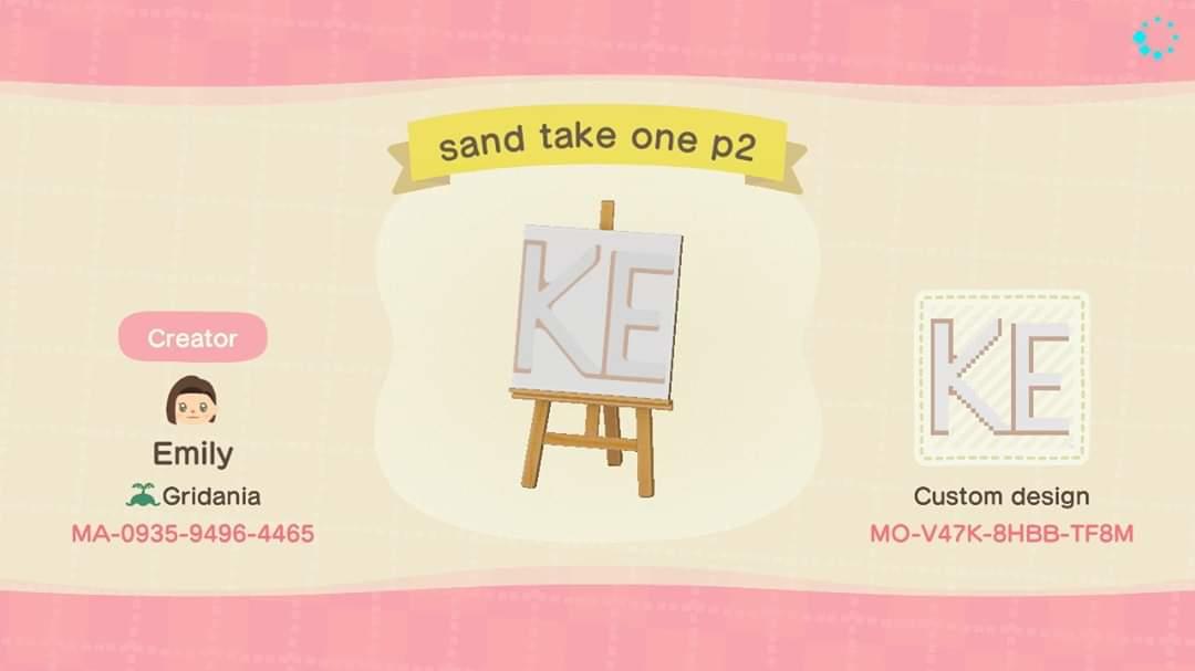 Animal Crossing Design Code: MO-V47K-8HBB-TF8M Sand take one p2