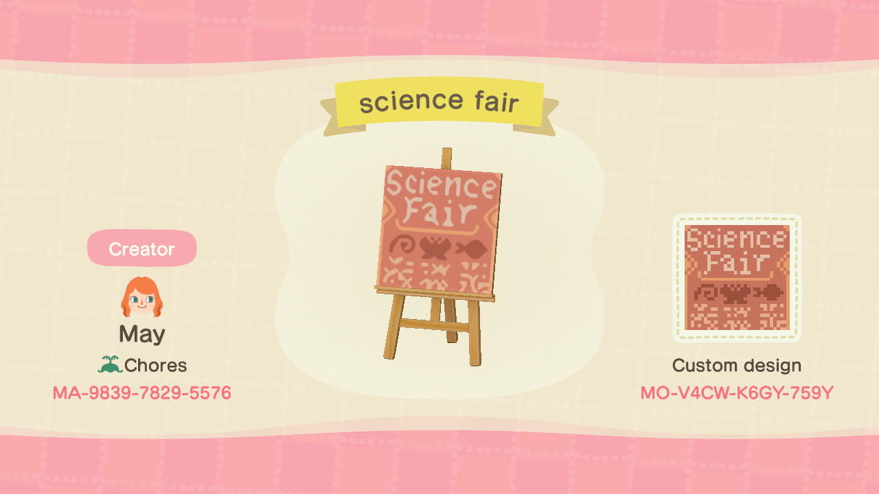 Animal Crossing Design Code: MO-V4CW-K6GY-759Y Museum Science Sign