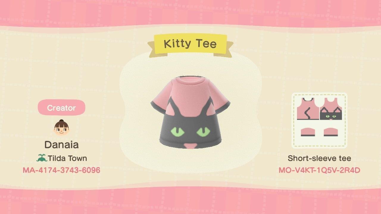 Animal Crossing Design Code: MO-V4KT-1Q5V-2R4D Kitty Tee