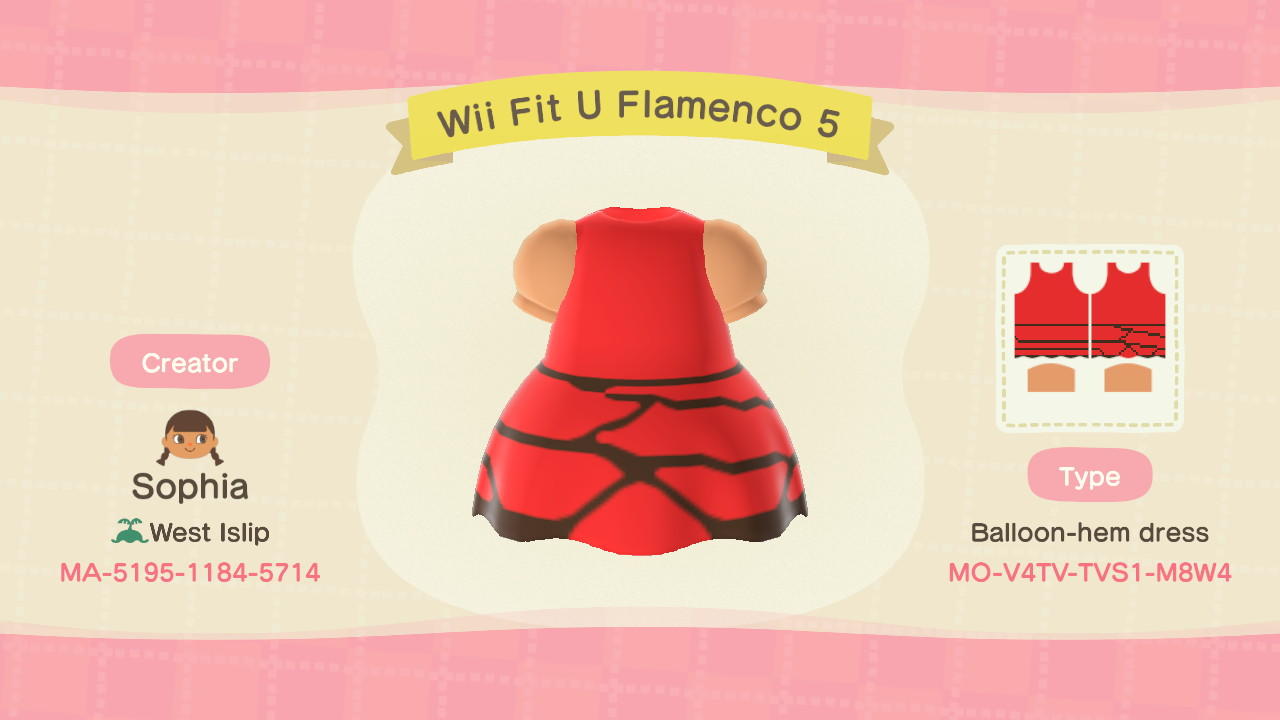 Animal Crossing Design Code: MO-V4TV-TVS1-M8W4 Wii Fit U Flamenco