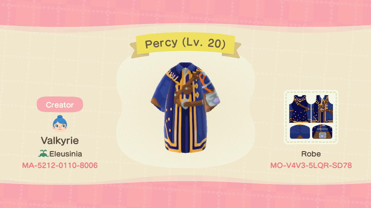 Animal Crossing Design Code: MO-V4V3-5LQR-SD78 Percy (Lv. 20)