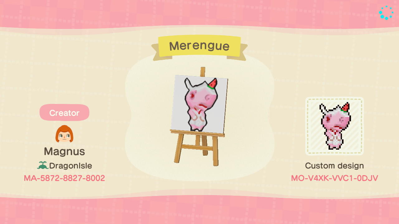 Animal Crossing Design Code: MO-V4XK-VVC1-0DJV Merengue Signpost