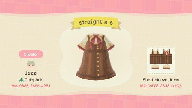 Animal Crossing Design Code: MO-V4YS-23J3-D1Q5 straight a&#39;s