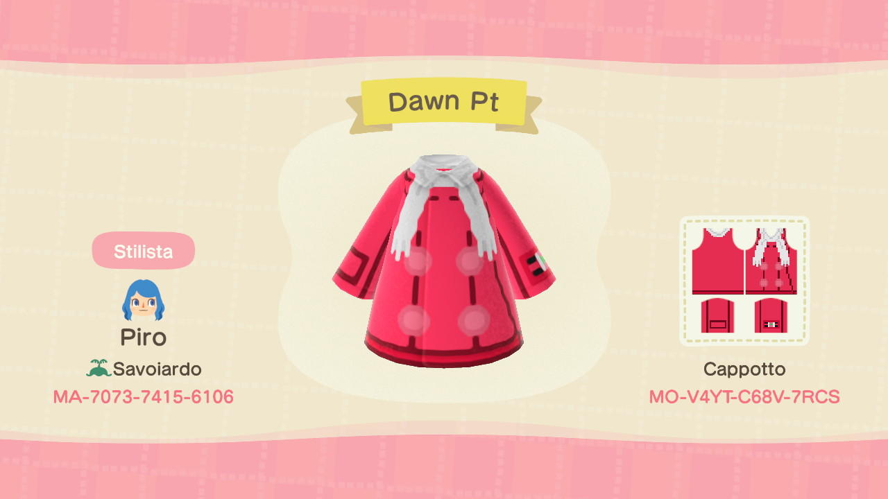 Animal Crossing Design Code: MO-V4YT-C68V-7RCS Dawn Pt