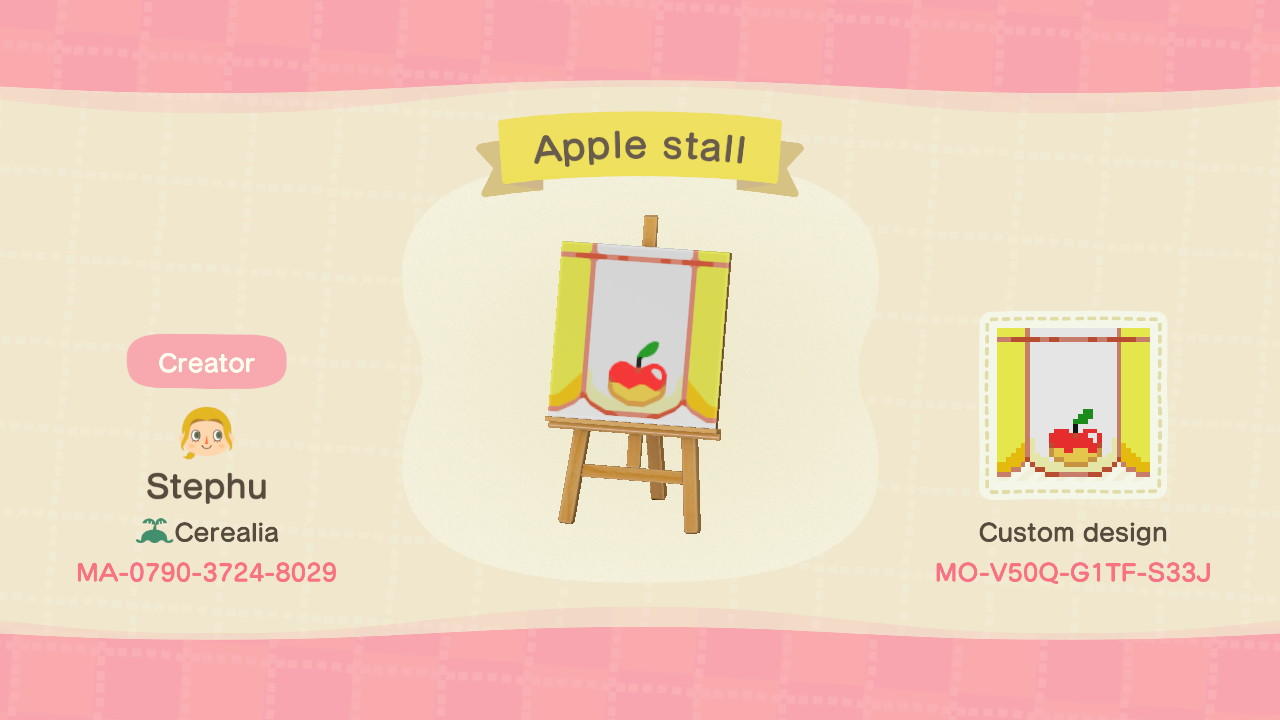 Animal Crossing Design Code: MO-V50Q-G1TF-S33J Apple stall