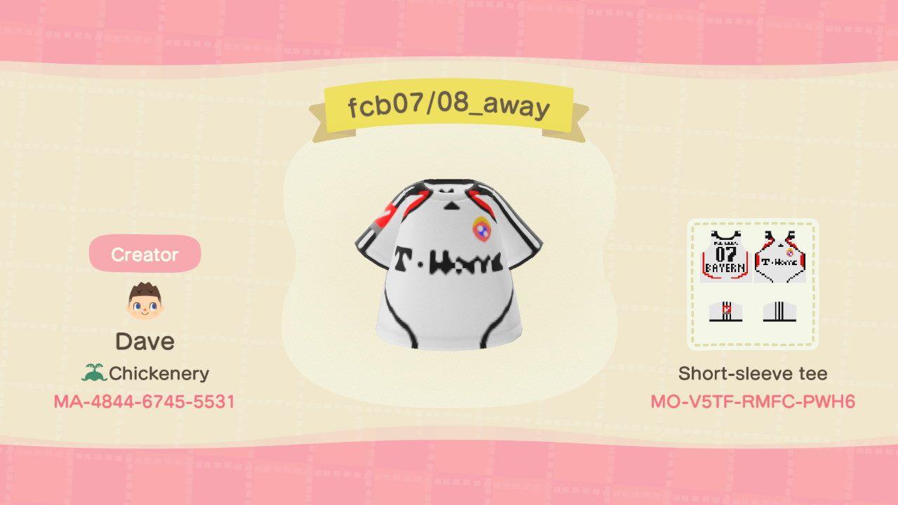 Animal Crossing Design Code: MO-V5TF-RMFC-PWH6 FC Bayern 07/08 Away