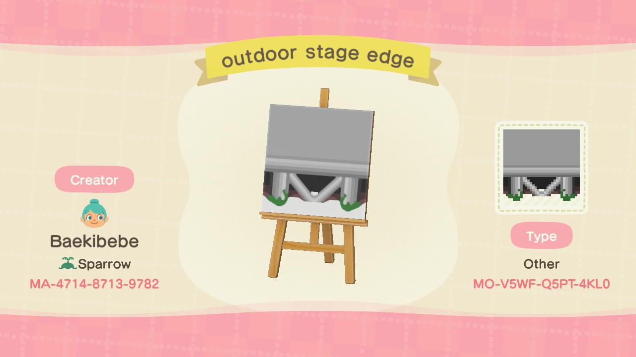 Animal Crossing Design Code: MO-V5WF-Q5PT-4KL0 outdoor stage edge