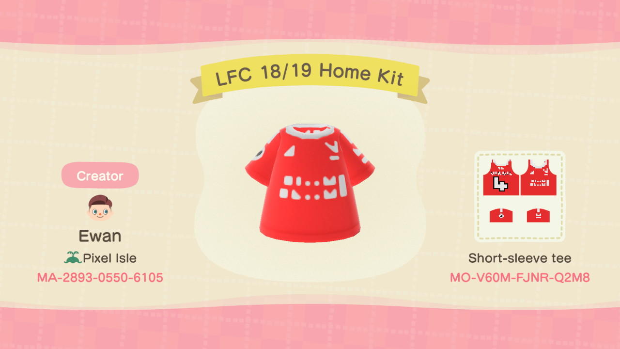 Animal Crossing Design Code: MO-V60M-FJNR-Q2M8 Liverpool FC 2018/19