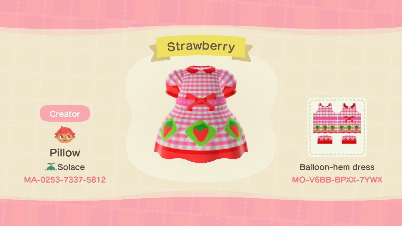 Animal Crossing Design Code: MO-V6BB-BPXX-7YWX Strawberry Shortcake