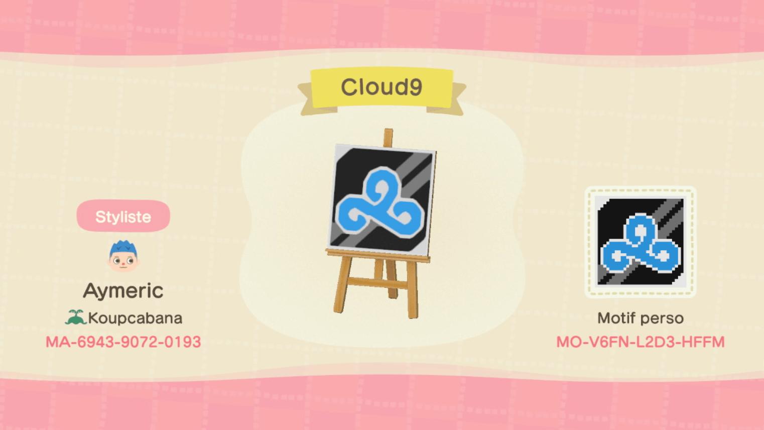 Animal Crossing Design Code: MO-V6FN-LD23-HFFM Cloud9 Logo