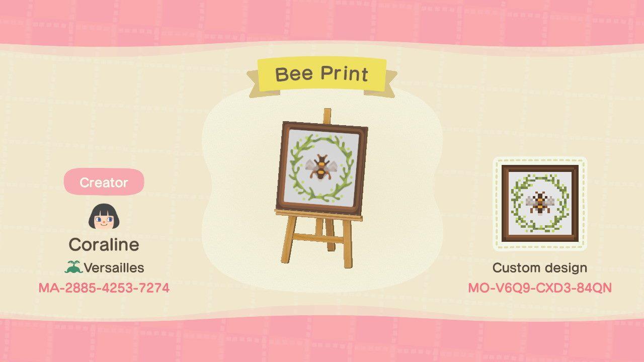 Animal Crossing Design Code: MO-V6Q9-CXD3-84QN Bee Print