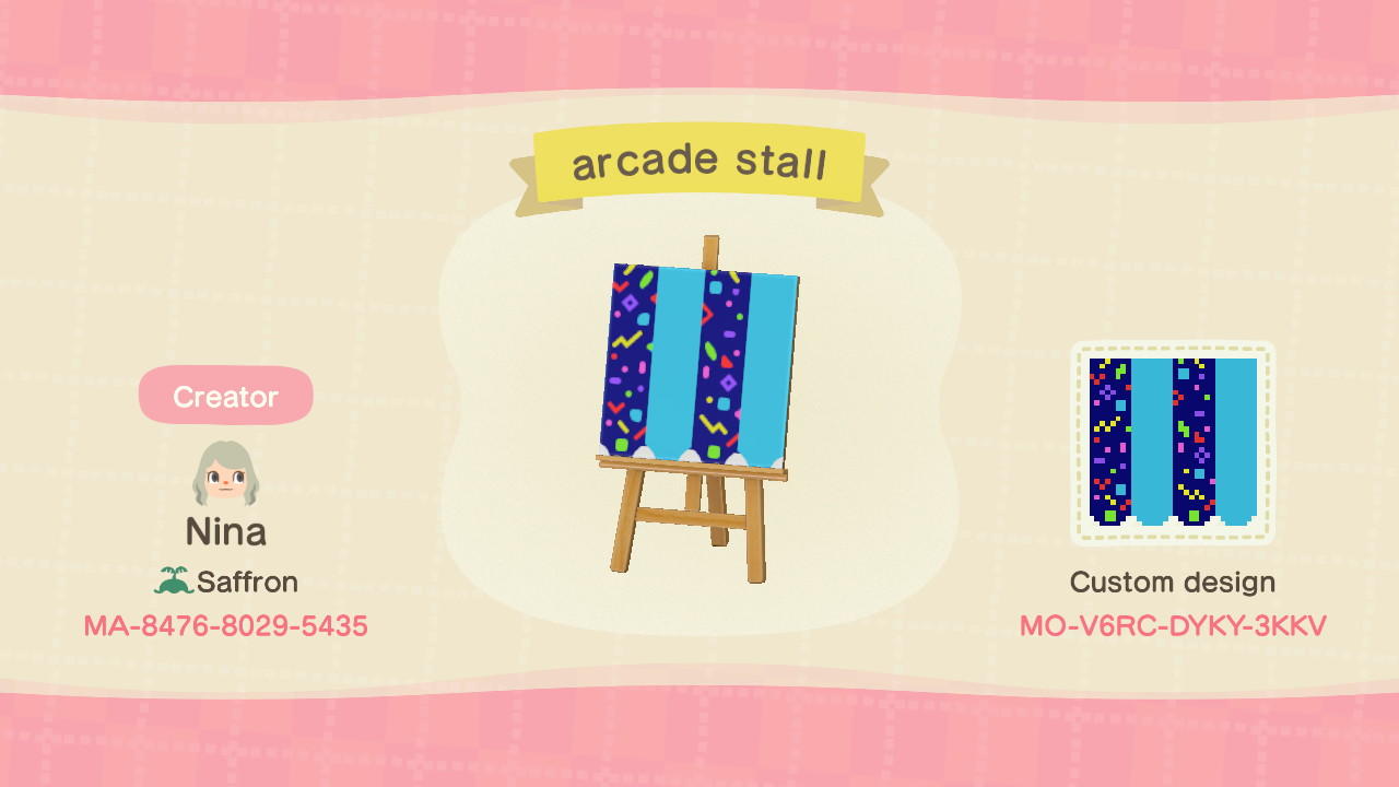 Animal Crossing Design Code: MO-V6RC-DYKY-3KKV Arcade Stall