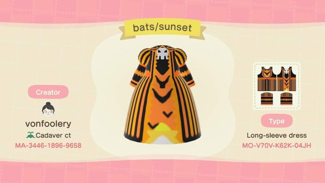 Animal Crossing Design Code: MO-V70V-K62K-047J bats/sunset