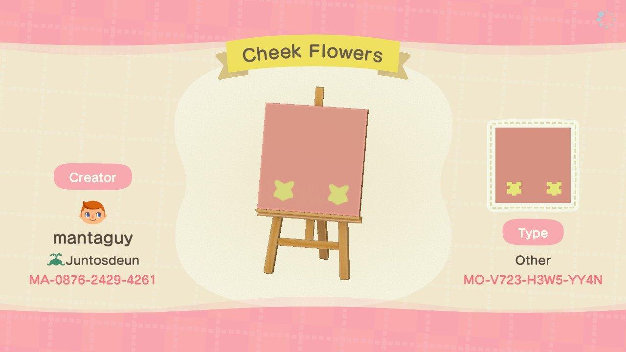Animal Crossing Design Code: MO-V723-H3W5-YY4N Cheek Flowers