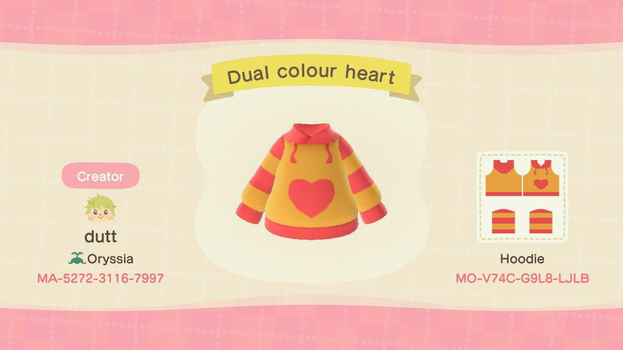 Animal Crossing Design Code: MO-V74C-G9L8-LJLB Dual colour heart
