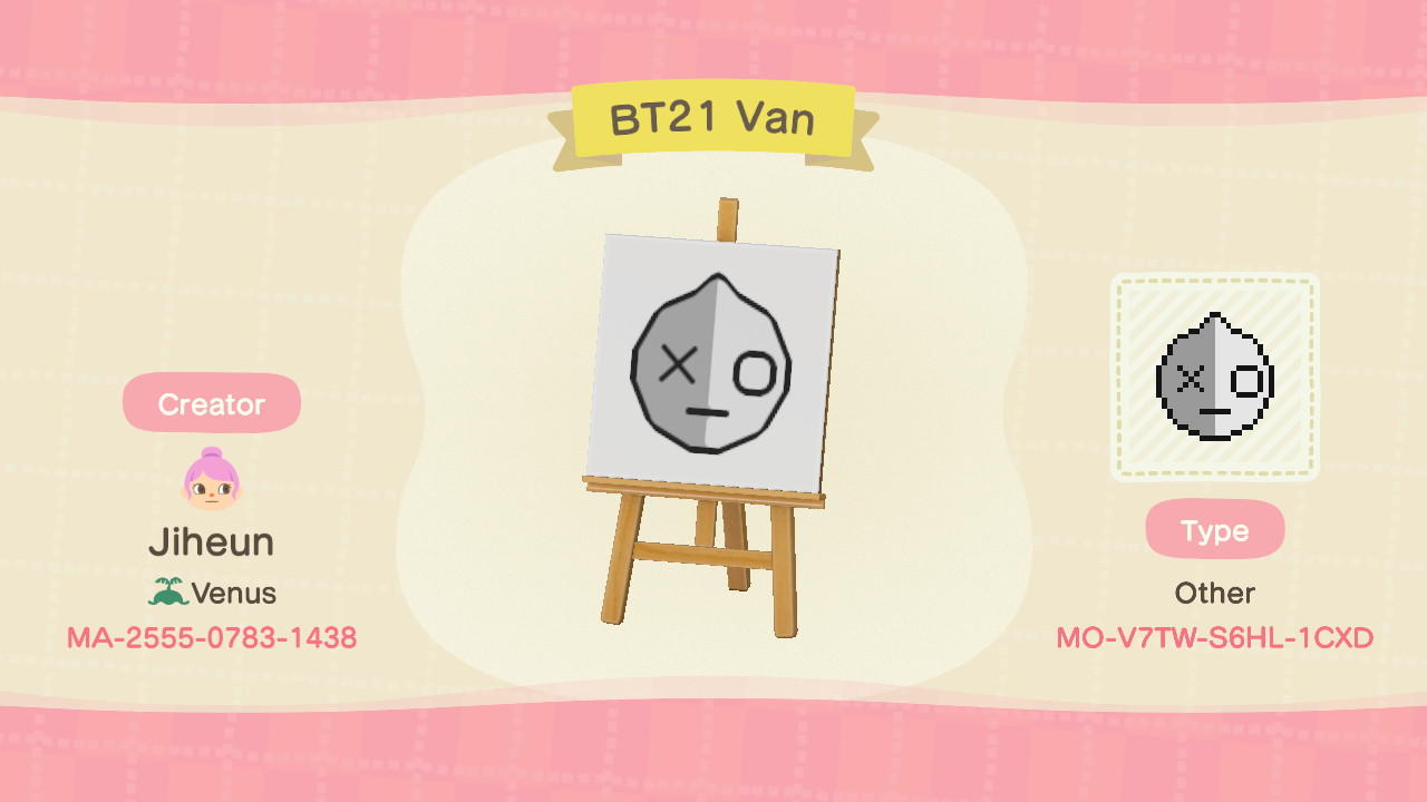 Animal Crossing Design Code: MO-V7TW-S6HL-1CXD BT21 Van