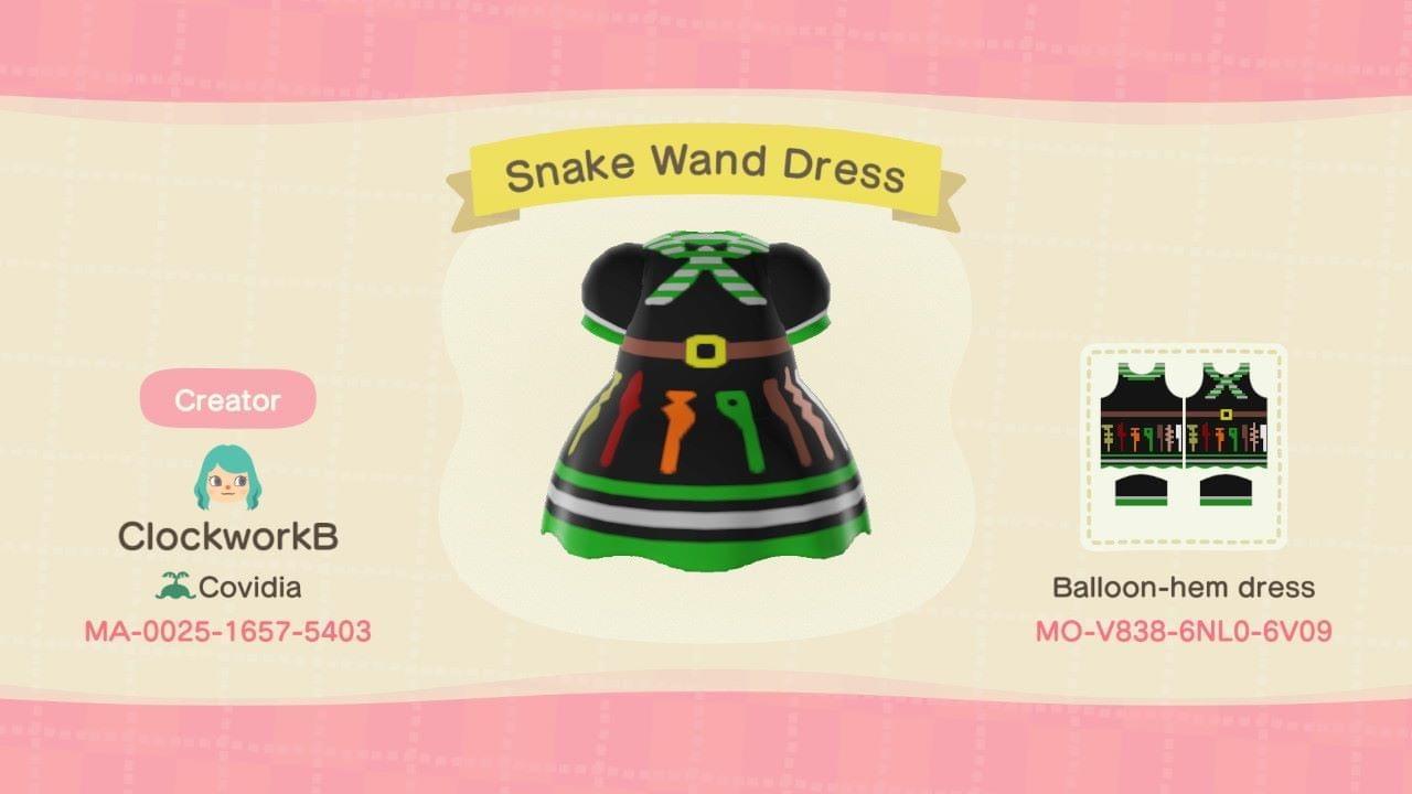 Animal Crossing Design Code: MO-V838-6NL0-6V09 Slytherin Wand Dress