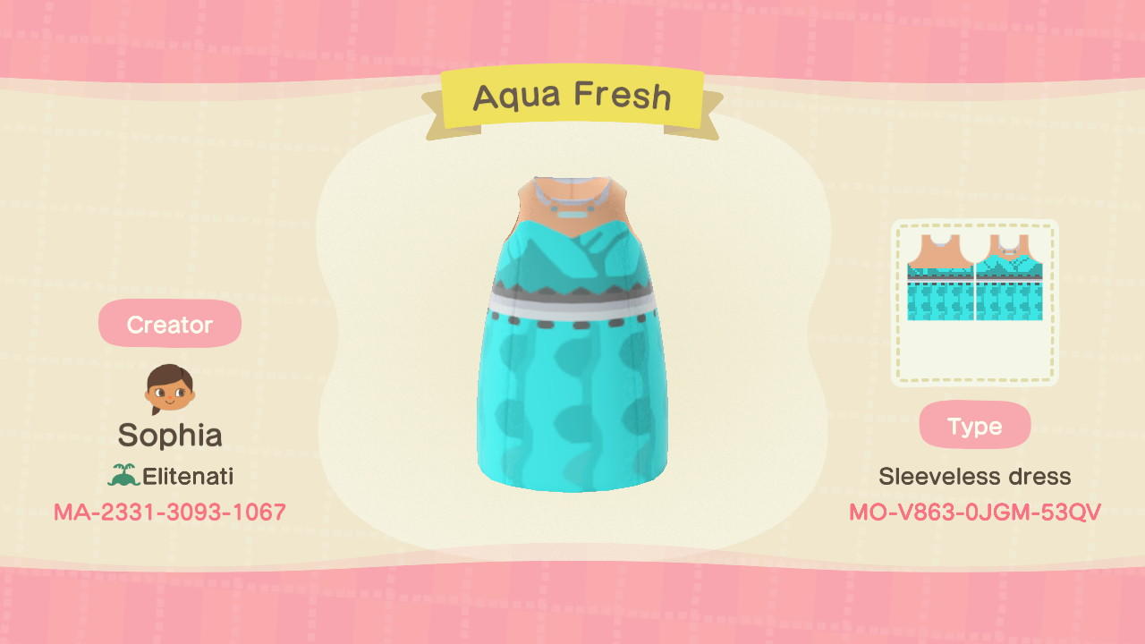 Animal Crossing Design Code: MO-V863-0JGM-53QV Aqua Fresh