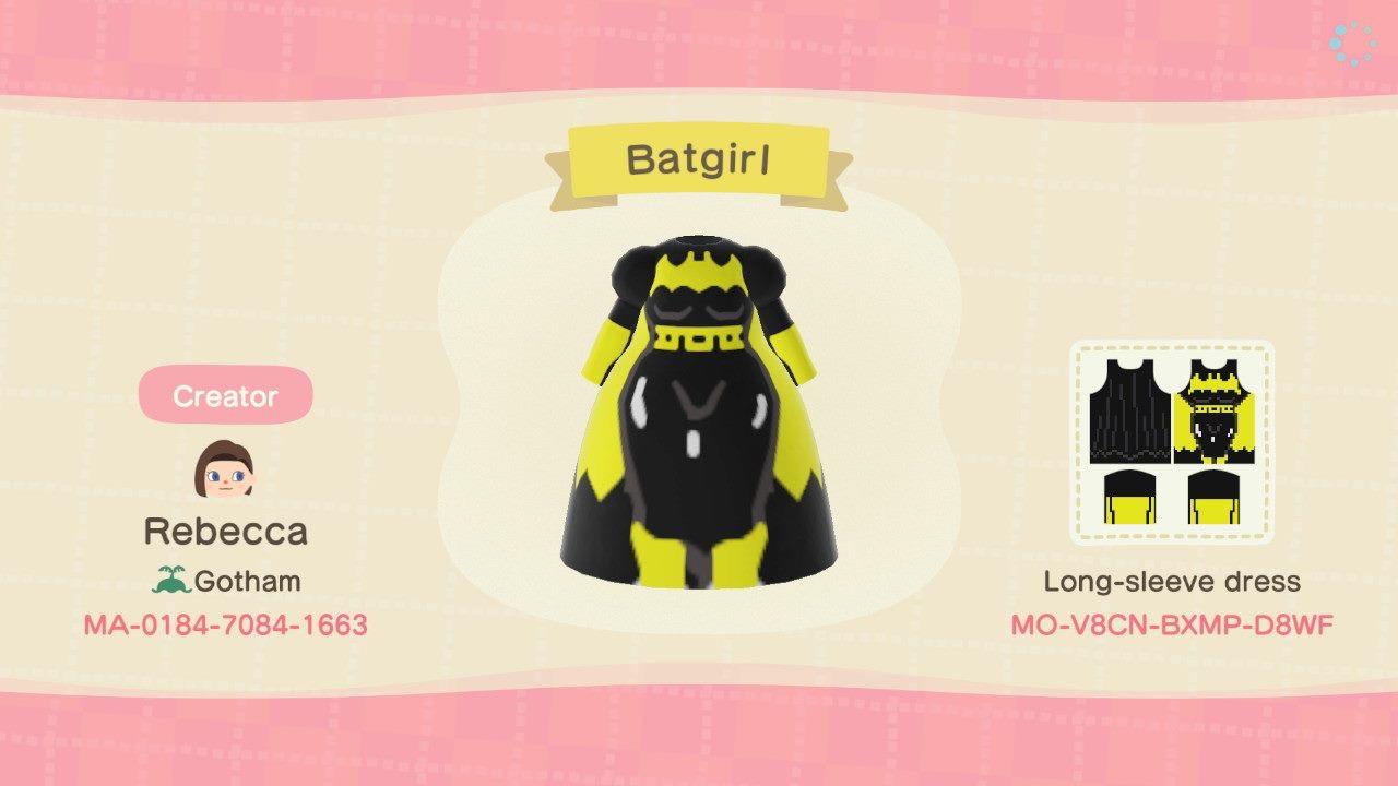 Animal Crossing Design Code: MO-V8CN-BXMP-D8WF Batgirl