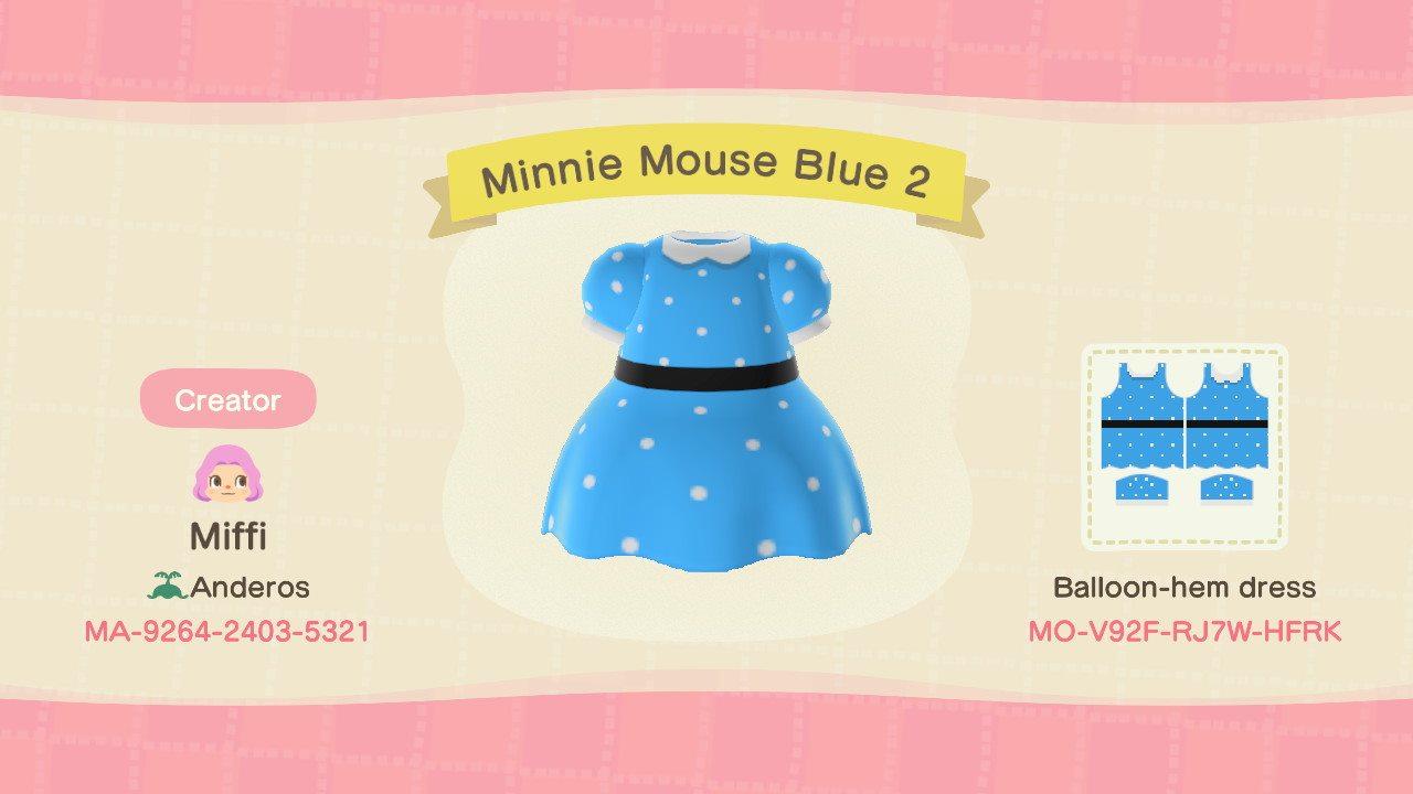 Animal Crossing Design Code: MO-V92F-RJ7W-HFRK Minnie Mouse Blue 2